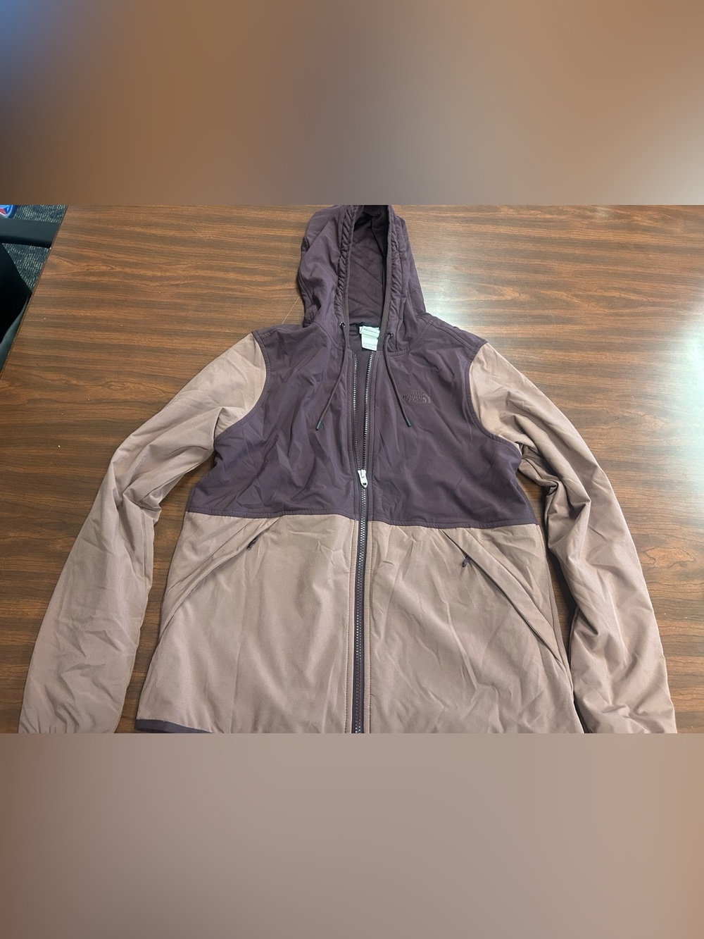 The North Face Shelbe Raschel Women’s size M Purple Colorblock Hooded Zip Jacket